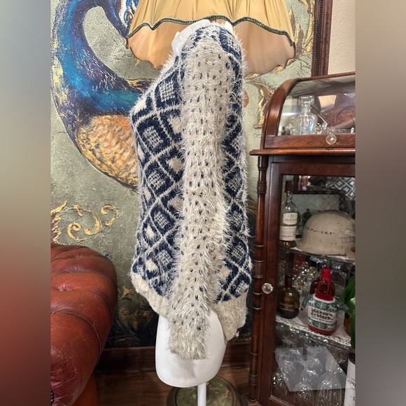 fù záde Soft Fuzzy Knit Argyle Diamond Crewneck Sweater - Size Small - Picture 5 of 10